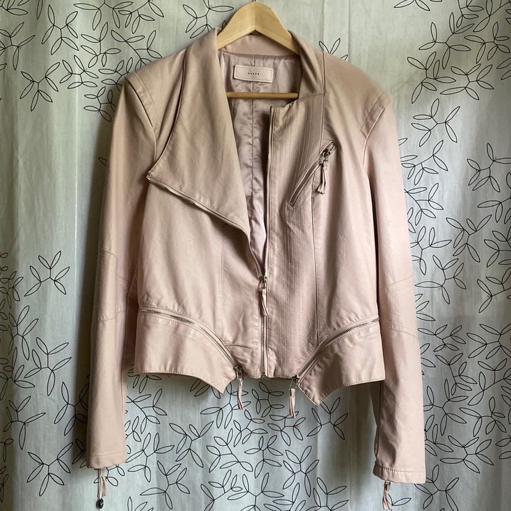 Blush BlankNYC vegan leather moto jacket